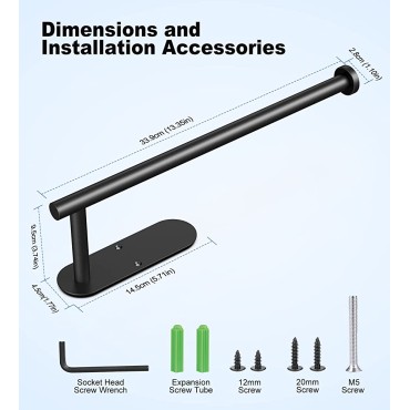 RIWUCT Paper Towel Holder, 【Never Breaking】 Premium Stainless Steel Under Cabinet Paper Towel Holder Wall Mount, 【Easily Install】 Drilling or Adhesive Paper Towel Roll Holder for Kitchen, Bathroom