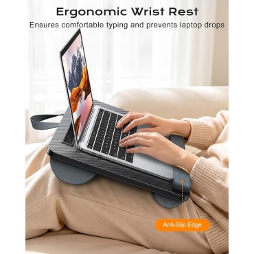 RIWUCT Lap Desk for Laptop up to 15.6", Portable Lap Table Tray with Pillow Cushion & Wrist Rest, Buit-in Tablet/Phone Slot, Tablet/Drawing Board/Laptop Stand for Home Office/Couch/Bed
