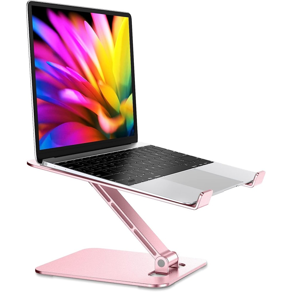 Supporto Regolabile Per Laptop Rosa, Base Girevole 360°, Pieghevole, In Alluminio, Per Notebook Da 10 A 16 Pollici, Compatibile MacBook, Dell, Asus