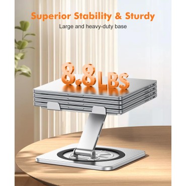 RIWUCT Laptop Stand for Desk with 360° Swivel Base, Adjustable Laptop Riser Holder, Ergonomic Foldable Computer Notebook Stand for Team Work, Compatible with MacBook Air Pro, Dell XPS, HP (10-16")