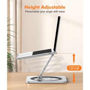RIWUCT Laptop Stand for Desk with 360° Swivel Base, Adjustable Laptop Riser Holder, Ergonomic Foldable Computer Notebook Stand for Team Work, Compatible with MacBook Air Pro, Dell XPS, HP (10-16")