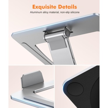 RIWUCT Laptop Stand for Desk with 360° Swivel Base, Adjustable Laptop Riser Holder, Ergonomic Foldable Computer Notebook Stand for Team Work, Compatible with MacBook Air Pro, Dell XPS, HP (10-16")
