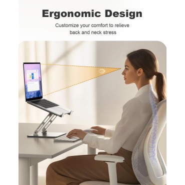 RIWUCT Ergonomic Laptop Stand for Desk, Dual-Bar Support & Height Adjustable Laptop Riser Holder, Ventilated & Portable Computer Notebook Stand, Compatible with MacBook Air Pro/Dell/HP (10"-16")