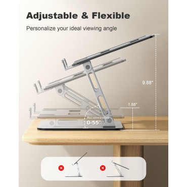RIWUCT Ergonomic Laptop Stand for Desk, Dual-Bar Support & Height Adjustable Laptop Riser Holder, Ventilated & Portable Computer Notebook Stand, Compatible with MacBook Air Pro/Dell/HP (10"-16")