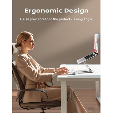 RIWUCT Laptop Stand for Desk 360° Flexible Rotating, Ergonomic Adjustable Laptop Riser Holder with Dual-bar Support, Portable Computer Notebook Stand for MacBook Air Pro, Dell XPS, HP (10-16")