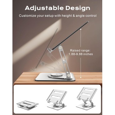 RIWUCT Laptop Stand for Desk 360° Flexible Rotating, Ergonomic Adjustable Laptop Riser Holder with Dual-bar Support, Portable Computer Notebook Stand for MacBook Air Pro, Dell XPS, HP (10-16")