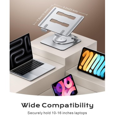 RIWUCT Laptop Stand for Desk 360° Flexible Rotating, Ergonomic Adjustable Laptop Riser Holder with Dual-bar Support, Portable Computer Notebook Stand for MacBook Air Pro, Dell XPS, HP (10-16")