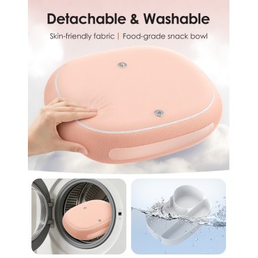 RIWUCT Tablet Pillow Stand for Bed, [Adjustable & Stable] Kindle Holder for 5-12.9" Phone/iPad/Tablet/E-Reader with 360° Rotating Clip & Snack Bowl, Ideal for Hands-Free Reading on Bed/Sofa, Pink
